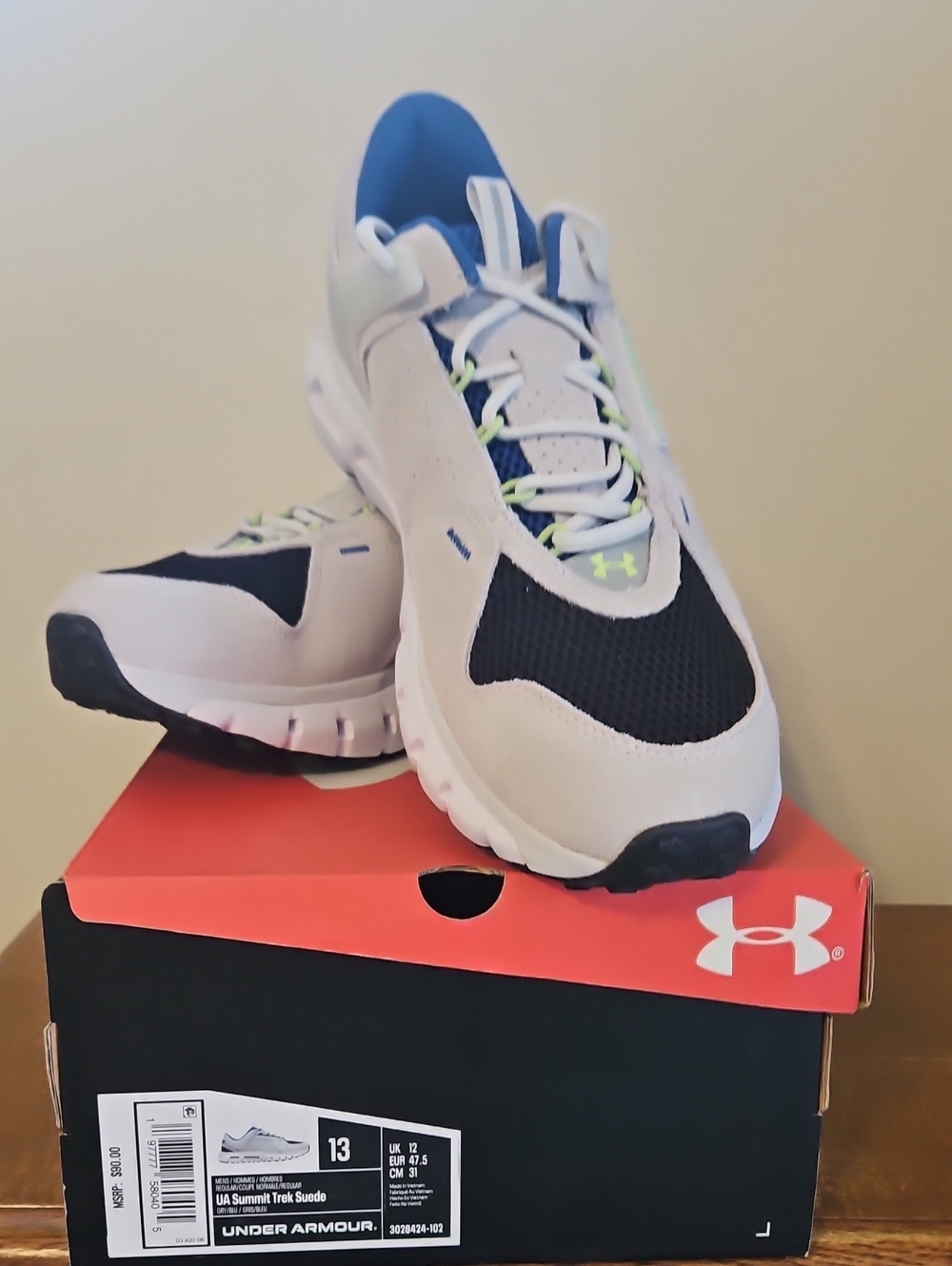 Under Armour Men’s Summit Trek Suede Sneakers - White/Black/Blue